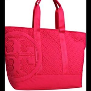 Tory Burch Marion Quilted ShoulderPink Nylon Tote